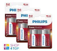2 Philips Power Alkaline D Lr20 Batteries 1.5v Mono Mn1300 2bl Exp 2030