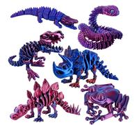 6 Piece 3D Printed Animals, Dino Creatures and Reptile Collection, Desktop Decoration Models for Art Collectors, Desktop Decor, Office Decoration and Collectible Display