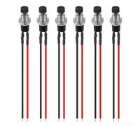 6-Piece 7mm SPST Momentary Push Button Set, Pre-Wired, 2-Pin