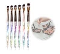 6-Piece Acrylic Nail Brush Set, Premium Nylon Bristles with Metal Tube Design, Crystal Handle for Nail Art & Extensions at Home or Salon