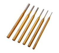 6-Piece Alloy Steel Cylindrical Chisel Set for Concrete, Stone & Masonry Work - 1/16" to 1/4" Sizes, Heavy-Duty Demolition and Carving Punch Tools