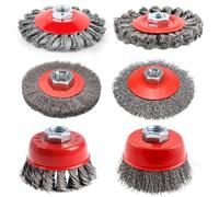 6 Piece Angle Grinder Wire Brush Set, Steel Brushes for Cleaning, Grinder Accessories, M14 Steel Brush Cordless Screwdriver, 75/100 mm Wire Brush Flex, Cup Brush Drill, for Garden, Weeds and Moss