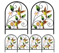 6-Piece Arched Decorative Garden Fence, High Steel Edging Panels, Pet-Safe Barrier for Dogs and Rabbits, Durable Metal Landscape Border for Flower Beds, Lawns, Patios, and Backyard Gardens