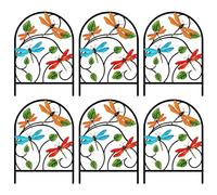 6-Piece Arched Decorative Garden Fence, High Steel Edging Panels, Pet-Safe Barrier for Dogs and Rabbits, Durable Metal Landscape Border for Flower Beds, Lawns, Patios, and Backyard Gardens