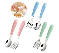 6-Piece Baby Fork and Spoon Set - Children’s Cutlery in Vibrant Green, Blue, and Pink, Stainless Steel Toddler Utensils for Self-Feeding, Perfect for Ages 2-5