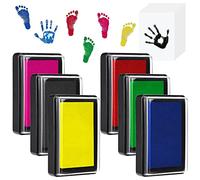 6 Piece Baby Ink Pads, Colour Set, Baby Hand Footprint Set, Baby Foot or Hand Print Set with 18 Sheets of Paper, Safe Reusable, Easy to Wash (6 Colours)