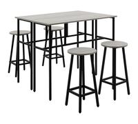 6-Piece Bar Table Set, 2 Breakfast Tables with 4 Stools,Grey