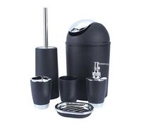 6-Piece Bathroom Accessories Set, Bathroom Accessories Set Environmental Resin With Soap Dish Soap Dispenser Holder Toothbrush Tumbler Garbage Can Toilet Brush Toilet Brush (Gray)