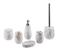 Beliani 6-Piece Bathroom Accessories Set Off-White Dolomite Ceramic Matt | White, Does Not Require Assembly, 9 x 21 cm