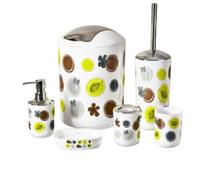6-Piece Bathroom Accessories Set Luxury Modern Vanity Organizer Bath Set Toilet Brush with Holder, Soap Dish, Soap Dispenser, Toothbrush Holder, Tumbler, Trash Bin