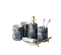 6-Piece Bathroom Accessories Set with Soap Dispenser, Toothbrush Holder, Soap Dish & Tumblers | Bathroom Gift Set Bath Set(Blu)
