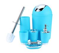 6-piece bathroom accessory set, soap dispenser, toothbrush cup, soap dish, toothbrush holder, rubbish bin, toilet brush, bathroom furniture set (mint green)