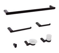 6-Piece Bathroom Hardware Set PARACAS with Towel Bars and Hooks Black