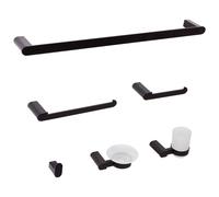 Beliani 6-piece Bathroom Hardware Set Paracas With Towel Bars And Hooks Black, Black