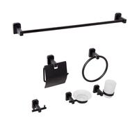 6-Piece Bathroom Hardware Set POCONE with Towel Bars and Hooks Black