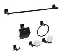 Beliani 6-piece Bathroom Hardware Set Pocone With Towel Bars And Hooks Black, Black
