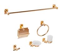 Beliani 6-piece Bathroom Hardware Set Pocone With Towel Bars And Hooks Gold, Gold