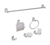 6-Piece Bathroom Hardware Set POCONE with Towel Bars and Hooks Silver