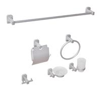 Beliani 6-piece Bathroom Hardware Set Pocone With Towel Bars And Hooks Silver, Silver
