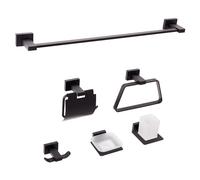 6-Piece Bathroom Hardware Set RIOHACHA with Towel Bars and Hooks Black
