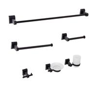 Beliani 6-Piece Bathroom Hardware Set Talara With Towel Bars And Hooks Black