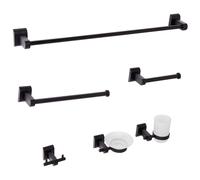 6-Piece Bathroom Hardware Set TALARA with Towel Bars and Hooks Black