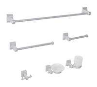 Beliani 6-piece Bathroom Hardware Set Talara With Towel Bars And Hooks Silver, Silver