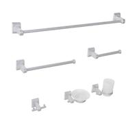 6-Piece Bathroom Hardware Set TALARA with Towel Bars and Hooks Silver