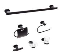 Beliani 6-piece Bathroom Hardware Set Tocopilla With Towel Bars And Hooks Black, Black