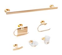 6-Piece Bathroom Hardware Set TOCOPILLA with Towel Bars and Hooks Gold