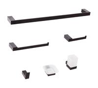 6-Piece Bathroom Hardware Set TUMACO with Towel Bars and Hooks Black