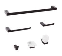 Beliani 6-piece Bathroom Hardware Set Tumaco With Towel Bars And Hooks Black, Black