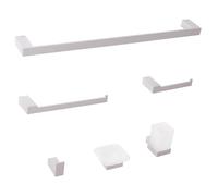 6-Piece Bathroom Hardware Set TUMACO with Towel Bars and Hooks Silver