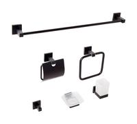 6-Piece Bathroom Hardware Set UVITA with Towel Bars and Hooks Black