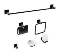 Beliani 6-piece Bathroom Hardware Set Uvita With Towel Bars And Hooks Black, Black