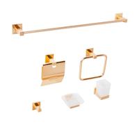 6-Piece Bathroom Hardware Set UVITA with Towel Bars and Hooks Gold