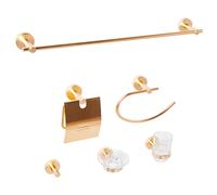Beliani 6-piece Bathroom Hardware Set Zaruma With Towel Bars And Hooks Gold, Gold