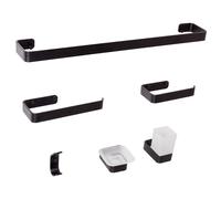 Beliani 6-piece Bathroom Hardware Set Zorritos With Towel Bars And Hooks Metal Black, Black