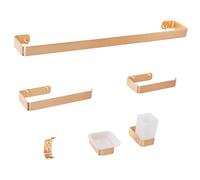 Beliani 6-piece Bathroom Hardware Set Zorritos With Towel Bars And Hooks Metal Gold, Gold