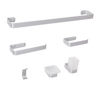 Beliani 6-piece Bathroom Hardware Set Zorritos With Towel Bars And Hooks Metal Silver, Silver