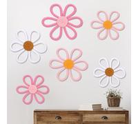 6-Piece Boho Kids' Room Decor, Daisy Woven Macrame Wall Hangings, 3 Sizes - Bohemian Nursery & Home Wall Art Decorations