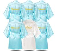 6-Piece Bridesmaids Robes for Wedding Party - Blue, One Size