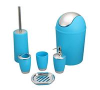 6-Piece Brown Bathroom Accessory Set: Soap Dispenser, Trash Can, Toothbrush Holder, Tooth Mug, Bath Brush, and Soap Dish - Stylish & Functional Bathroom Essentials