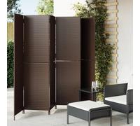 6-Piece Brown Poly Rattan Screen with Powder Coated Steel Frame, 294 x 180 cm, Foldable, Freestanding, Opaque, Versatile Room Divider for Living Room, Bedroom, Office