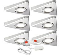6x 2.6W LED Kitchen Triangle Spot Light & Driver Stainless Steel Natural White