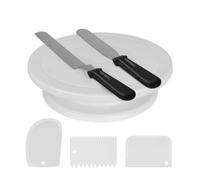 6 Piece Cake Decorating Kit Premium Leather Boxed Set Includes Turntable Spatulas Smoothers Professional Baking Tools for Buttercream Fondant Work