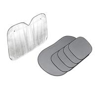 6-Piece Car Sun Shade Windshield Set, 130x60cm Front + 100x50cm Rear + 4x Side Window Sunshades, Double-Sided Aluminum Foil & Black Mesh, UV Blocking Heat Insulation for Most Sedans SUVs