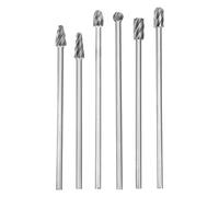 6 Piece Carbide Alloy Rotary Burr Set - 1/4 Inch 6 mm Shank Extra Long 150 mm Milling Cutter for Cast Iron Carbon Steel Stainless Steel Copper Aluminum Marble and Bone