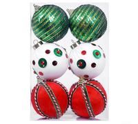 6 Piece Christmas Ball Set Constructed from Foam and Wrapped in Cloth, for Holiday Decorating in Homes, Workplaces, and Event Venues (red and green)