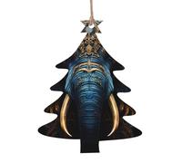 6-Piece Christmas Wooden Ornaments Eerie Elephant Printed Holiday Pendants Suitable for Hanging on windowsills and fireplaces